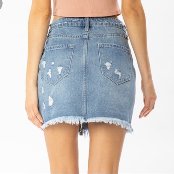🔥KANCAN🔥DESTROYED DENIM SKIRT - Picture 4 of 7